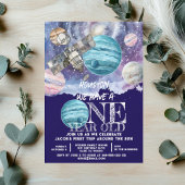 Ein Jahr alter Weltraumamonent Geburtstag Einladung