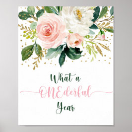 Ein Jahr Boho Floral erster Geburtstag Poster