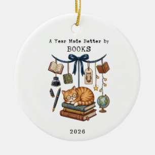 Ein Jahr, das durch Bücher besser wurde Weihnachts Keramik Ornament