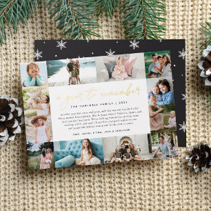 Ein Jahr der Erinnerung   Jahr in der FotoCollage Folien Feiertagskarte