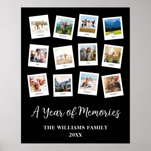 Ein Jahr der Erinnerungen Monatliche FotoCollage Poster (Vorne)