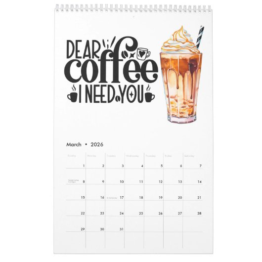 Ein Jahr der Kaffeeinflüsse Kalender (Mär 2026)