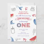 Ein Jahr der Liebe Lachen und Spaß All-American-Pa Einladung (Vorderseite)