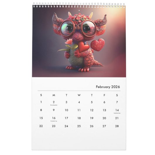 Ein Jahr der reizvollen und bezaubernden Drachen Kalender (Feb 2026)