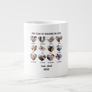 Ein Jahr des Wanderns in Liebe 12 Herz Foto-Collag Jumbo-Tasse