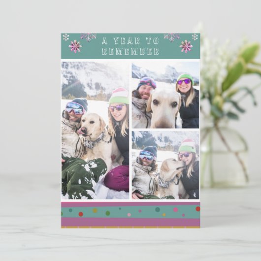 Ein Jahr Erinnerung an 3 Foto Weihnachtskarten im  (Stehend Vorderseite)