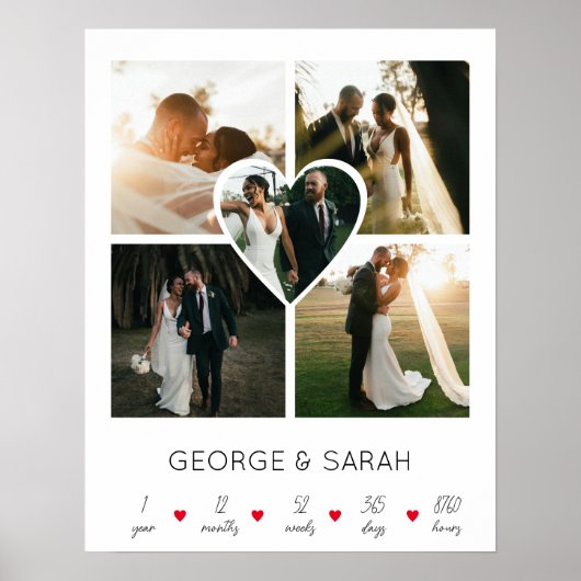 Ein Jahr gemeinsam Hochzeitstag 5 Foto Poster (Vorne)