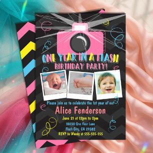 Ein Jahr in einem Flash-Foto Einladung
