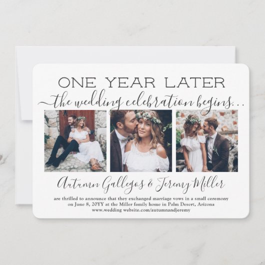 Ein Jahr Jubiläum Empfang 4 Foto Hochzeit Einladung (Vorderseite)