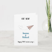 "Ein Jahr Liebe" Papierflugzeug 1. Jahrestag Karte (Vorderseite)