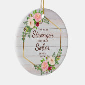 Ein Jahr nüchtern ein Jahr Personalisierter Keramik Ornament (Rechts)