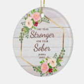 Ein Jahr nüchtern ein Jahr Personalisierter Keramik Ornament (Links)