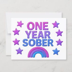 Ein Jahr nüchtern Jubiläum Geburtstag AA NA Postkarte