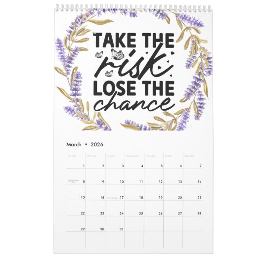 Ein Jahr positiver Vibes Kalender (Mär 2026)