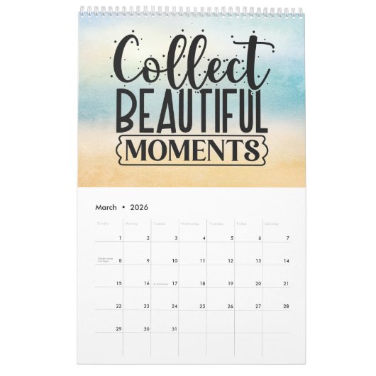 Ein Jahr positiver Vibes Kalender (Mär 2026)