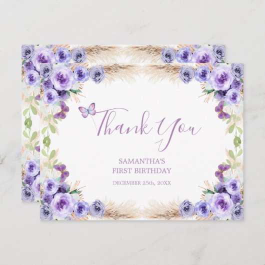 Ein Jahr Schmetterling erster Geburtstag Dankeskarte (Vorne/Hinten)