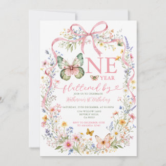 Ein Jahr verflog Geburtstag Wildblume Einladung