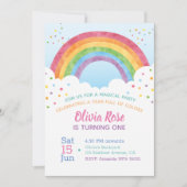 Ein Jahr voller Farben | Rainbow First Birthday In Einladung (Vorderseite)