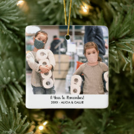 Ein Jahr zu denken - Funny 2020 Weihnachten Foto Keramikornament