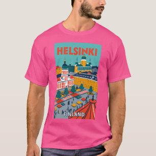Ein Jahrgang Reisen Kunst Helsinki - Finnland T-Shirt