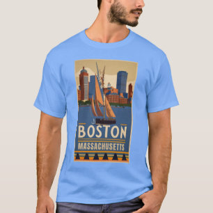 Ein Jahrgang Reisen Kunst in Boston Massachusetts  T-Shirt