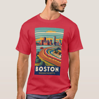 Ein Jahrgang Reisen Kunst in Boston Massachusetts T-Shirt