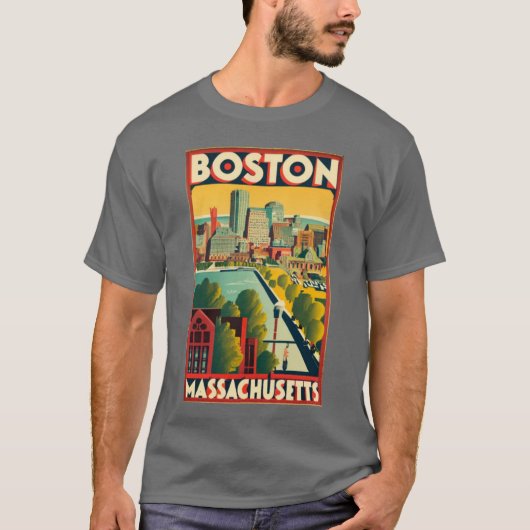 Ein Jahrgang Reisen Kunst in Boston Massachusetts T-Shirt (Vorderseite)