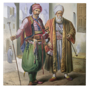Ein Janissary und ein Kaufmann in Kairo, Fliese