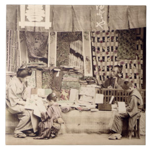 Ein japanischer Stoffspeicher, c.1890 (Hand Fliese