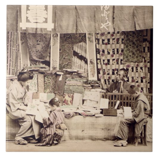 Ein japanischer Stoffspeicher, c.1890 (Hand Fliese (Vorderseite)