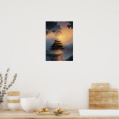 Ein japanischer Tempel im Abend Poster (Küche)