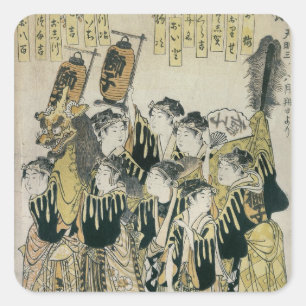 Ein japanisches Orchester, Tosa Schule Quadratischer Aufkleber
