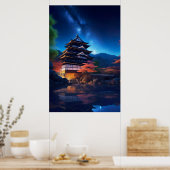 Ein japanisches Schloss inmitten der Sterne Poster (Küche)