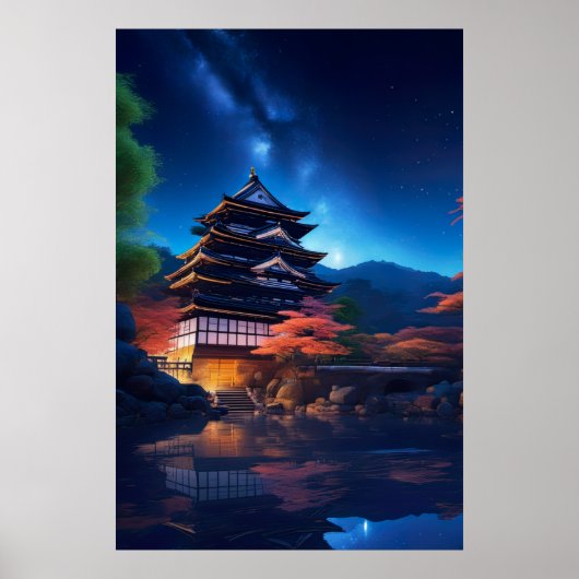 Ein japanisches Schloss inmitten der Sterne Poster (Vorne)