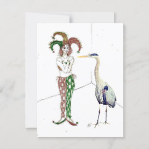 Ein Jester und ein blauer Held Postkarte