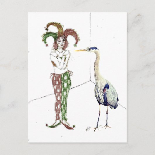 Ein Jester und ein blauer Held Postkarte (Vorderseite)