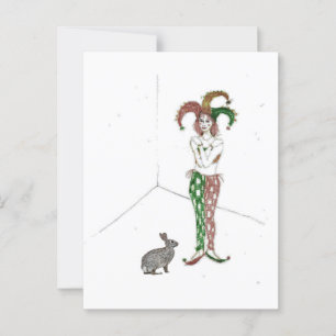 Ein Jester und ein Kaninchen Postkarte