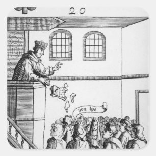 Ein Jesuit, der vor unserer Bibel predigt Quadratischer Aufkleber