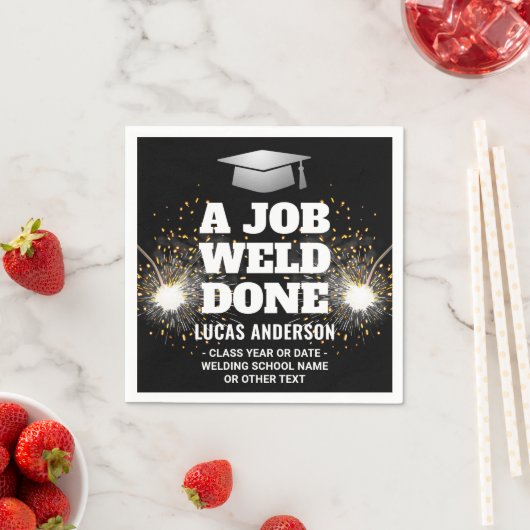 Ein Job wurde gemacht Torch & Sparks Welder Abschl Serviette (Beispiel)