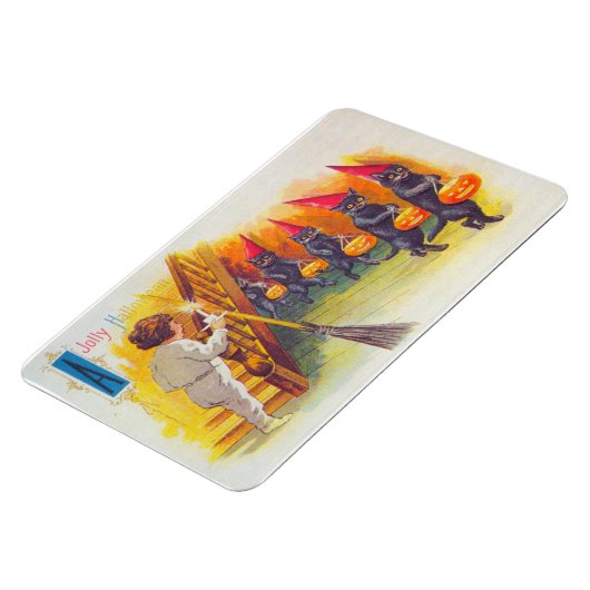 Ein Jolen Halloween-Schwarze Katzen mit Kürbiskins Magnet (Linke Seite)