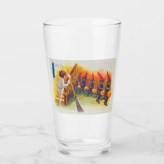 Ein Jolly Halloween (Schwarze Katzen) Glas (Vorderseite)