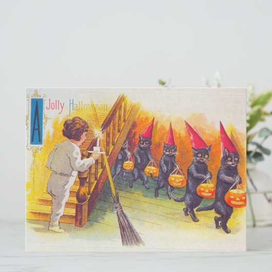 Ein Jolly Halloween (Schwarze Katzen) Karte (Stehend Vorderseite)