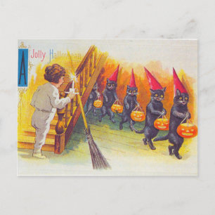 Ein Jolly Halloween (Schwarze Katzen) Postkarte