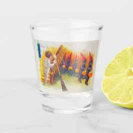 Ein Jolly Halloween (Schwarze Katzen) Schnapsglas