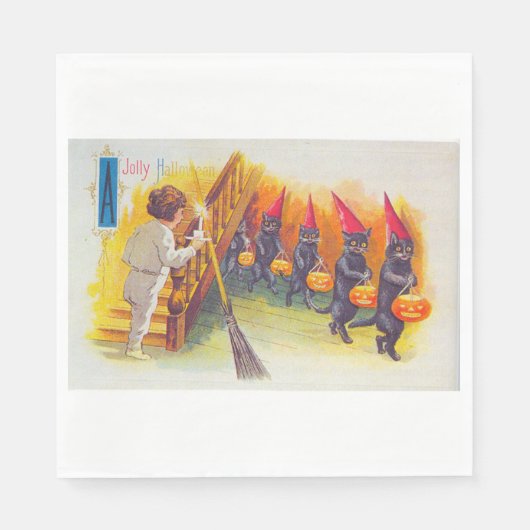 Ein Jolly Halloween (Schwarze Katzen) Serviette (Vorderseite)