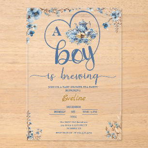 Ein Junge Braut Eine Teeparty-Blüten-Babyparty Acryleinladungen