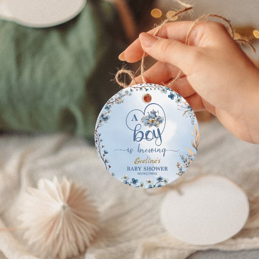 Ein Junge braut Tee Party Junge Babydusche blau Geschenkanhänger