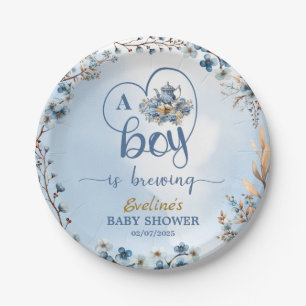 Ein Junge braut Tee Party Junge Babydusche blau Pappteller