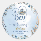 Ein Junge braut Tee Party Junge Babydusche blau Runder Aufkleber (Vorderseite)