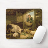 Ein Junge, der einen Schwein-Schweinestall, 1794 Mousepad (Mit Mouse)